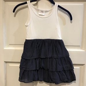 Hanna Andersson 100 Girls White Tank Dress Blue